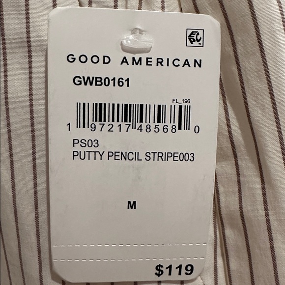 🩷 (Set) Good American Women's Stripe Poplin Weekend Button Down & Shorts 🩷 - Picture 6 of 6